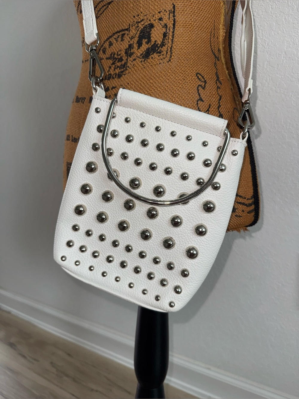 Steve Madden White Studded Crossbody Bag